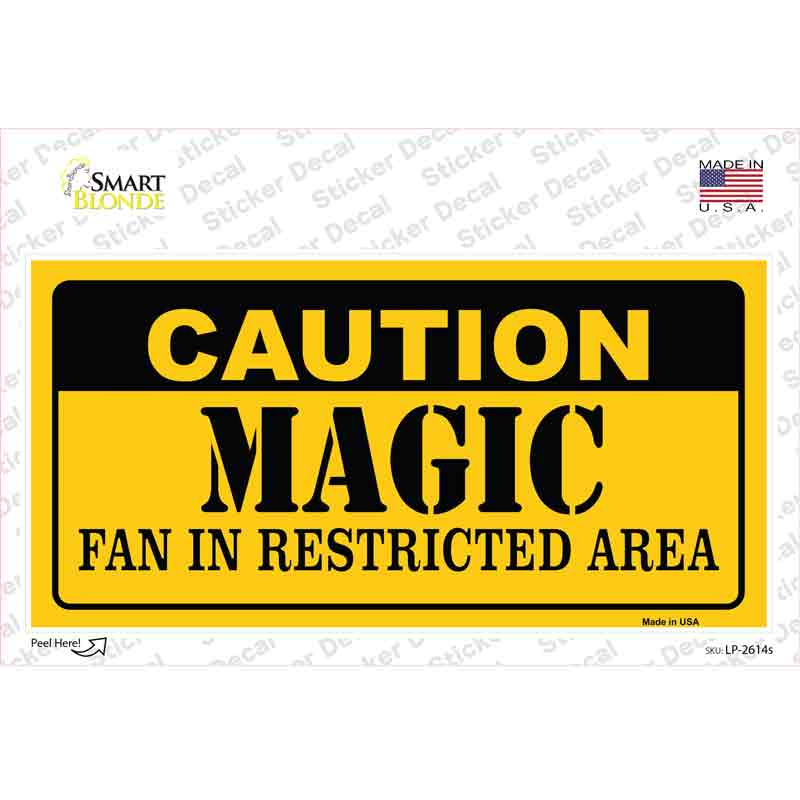 LP-2614s-M Caution Magic Fan Novelty Sticker Decal, Medium