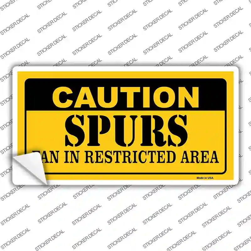 LP-2619s-L Caution Spurs Fan Novelty Sticker Decal, Large