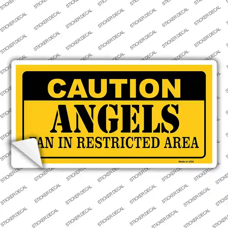 LP-2623s-S Caution Angels Fan Novelty Sticker Decal, Small