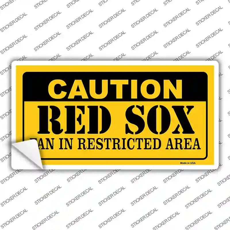 LP-2627s-L Caution Red Sox Fan Novelty Sticker Decal, Large