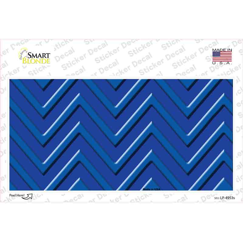 LP-4953s-M Blue Light Blue Chevron Novelty Sticker Decal, Medium