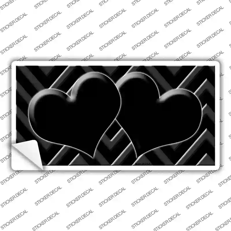 LP-4965s-S Black Light Black Chevon Heart Center Novelty Sticker Decal, Small