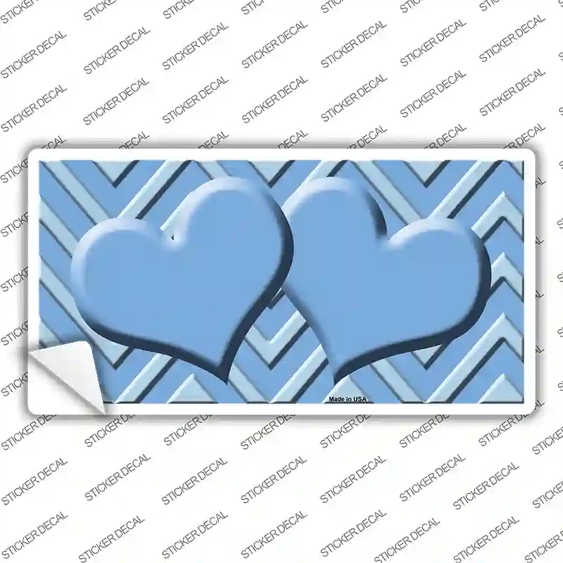 LP-4975s-S Light Blue Heart Chevron Novelty Sticker Decal, Small