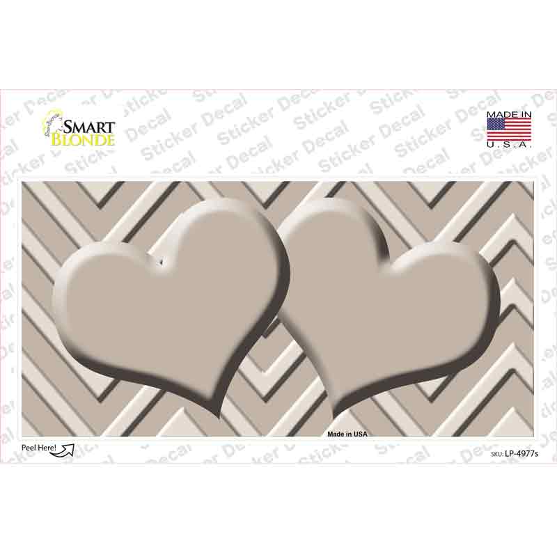 LP-4977s-M Tan Light Tan Heart Chevron Novelty Sticker Decal, Medium