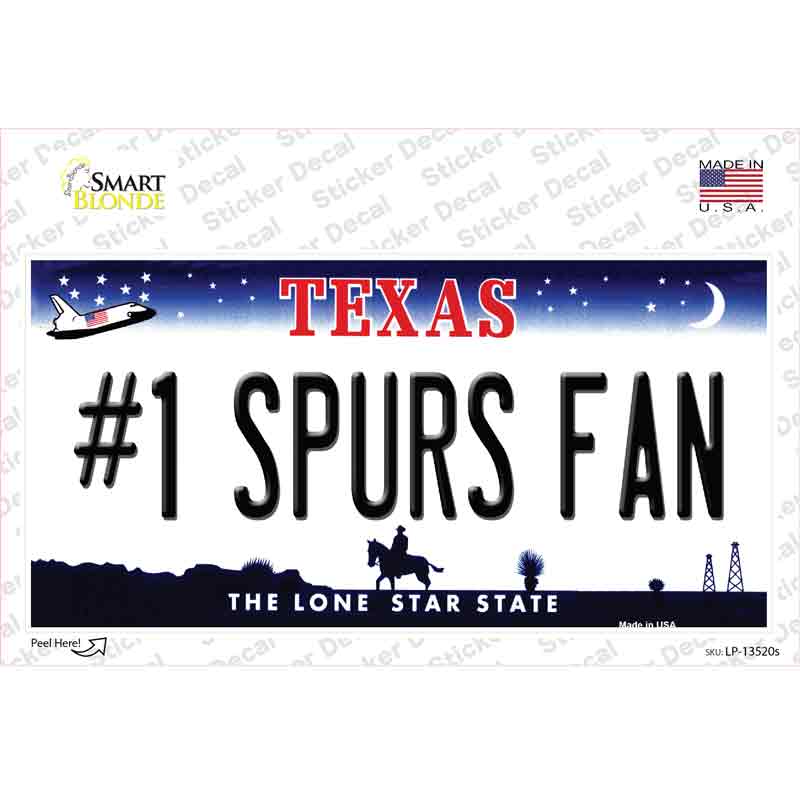 LP-13520s-M Number 1 Spurs Fan Novelty Sticker Decal, Medium