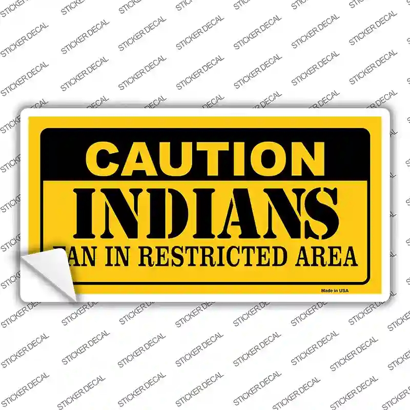 LP-2631s-S Caution Indians Fan Novelty Sticker Decal, Small