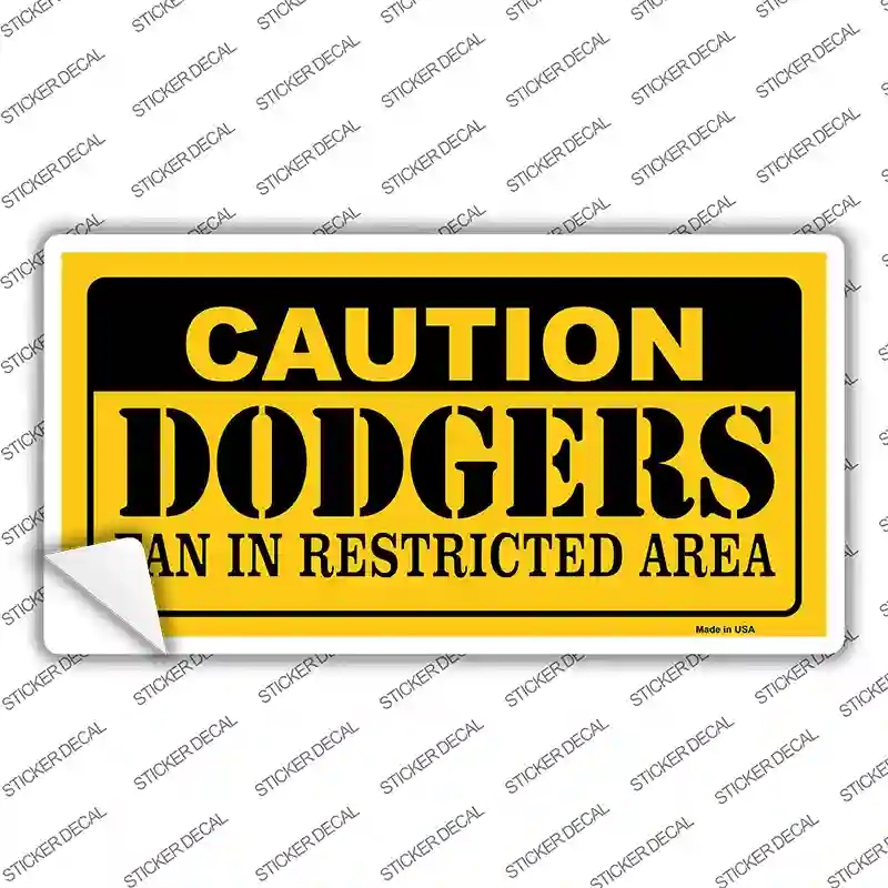 LP-2637s-XL Caution Dodgers Fan Novelty Sticker Decal, Extra Large
