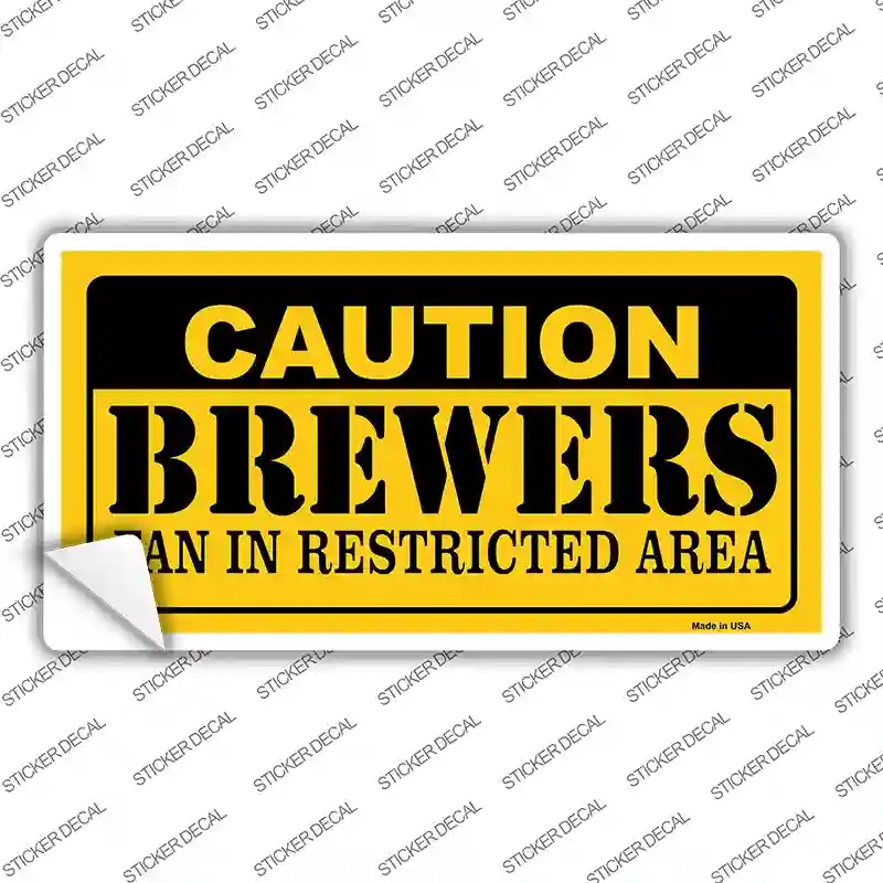 LP-2638s-L Caution Brewers Fan Novelty Sticker Decal, Large