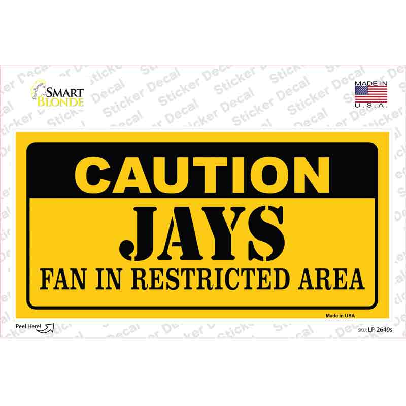 LP-2649s-M Caution Jays Fan Novelty Sticker Decal, Medium