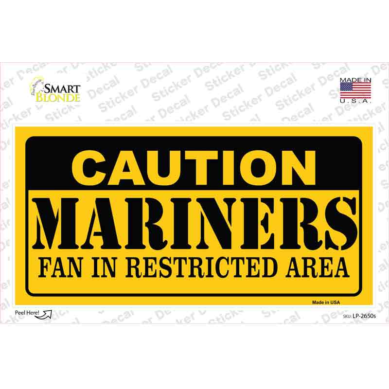 LP-2650s-M Caution Mariners Fan Novelty Sticker Decal, Medium