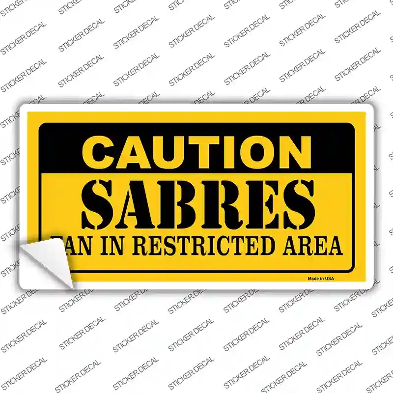 LP-2655s-S Caution Sabres Novelty Sticker Decal, Small