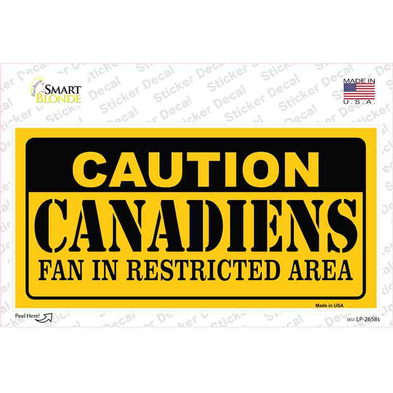 LP-2658s-M Caution Canadiens Novelty Sticker Decal, Medium
