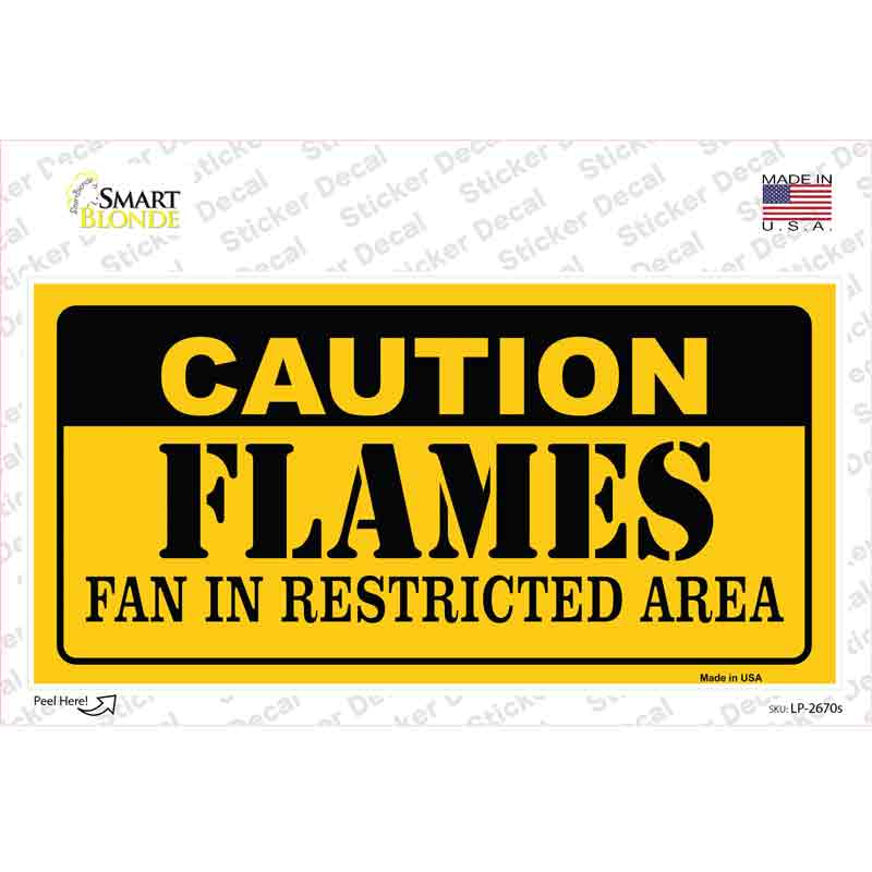 LP-2670s-M Caution Flames Novelty Sticker Decal, Medium