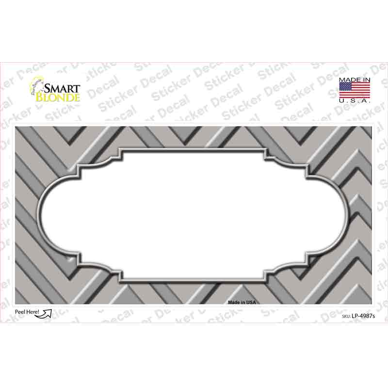 LP-4987s-M Gray Light Gray Scallop Chevron Novelty Sticker Decal, Medium