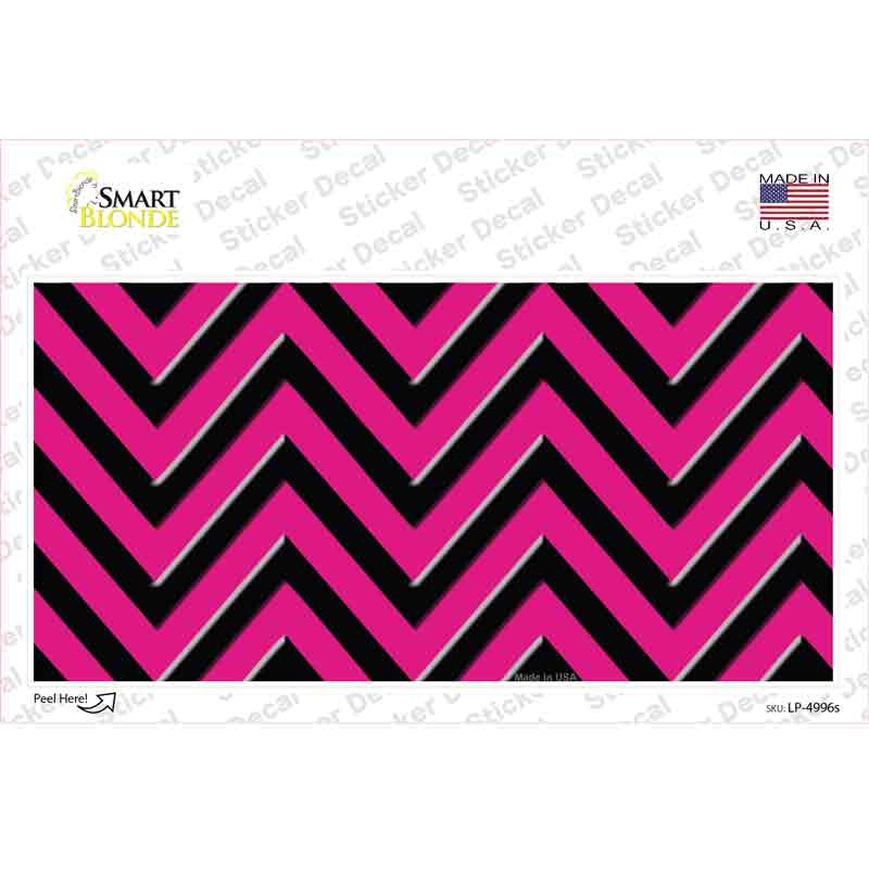 LP-4996s-M Pink Black Chevron Novelty Sticker Decal, Medium