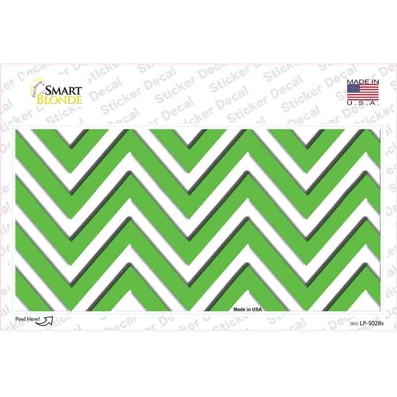 LP-5028s-M Kelly Green White Chevron Novelty Sticker Decal, Medium