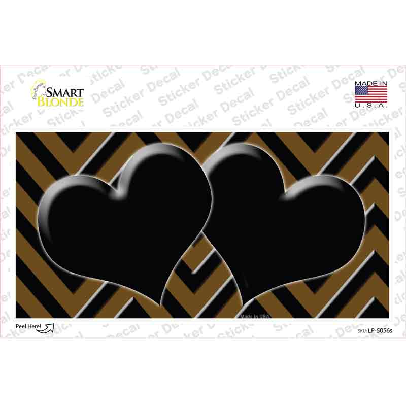 LP-5056s-M Brown Black Chevon Hearts Novelty Sticker Decal, Medium