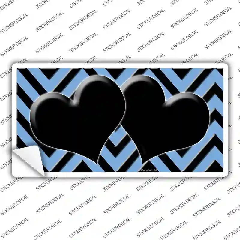 LP-5057s-S Light Blue Black Chevon Hearts Novelty Sticker Decal, Small