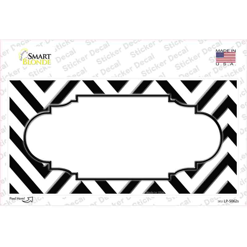 LP-5062s-M White Black Chevron Scallop Novelty Sticker Decal, Medium
