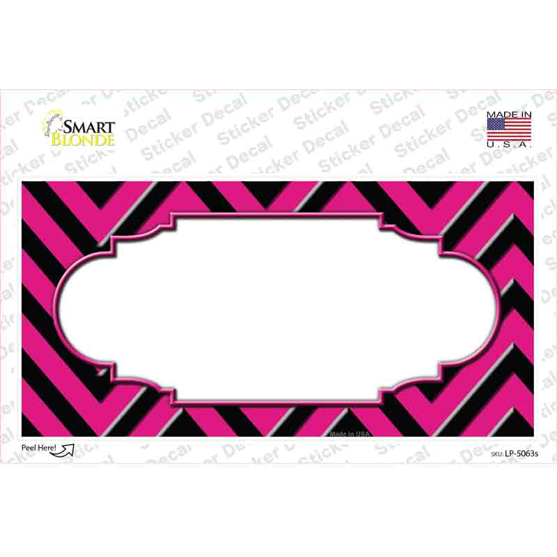 LP-5063s-M Pink Black Chevron Scallop Novelty Sticker Decal, Medium