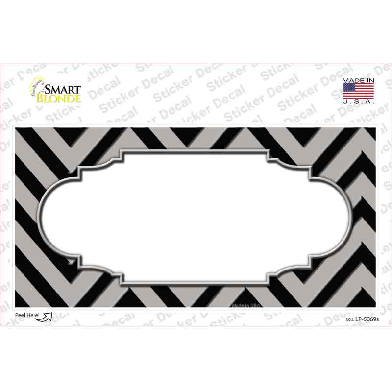 LP-5069s-M Gray Black Chevron Scallop Novelty Sticker Decal, Medium