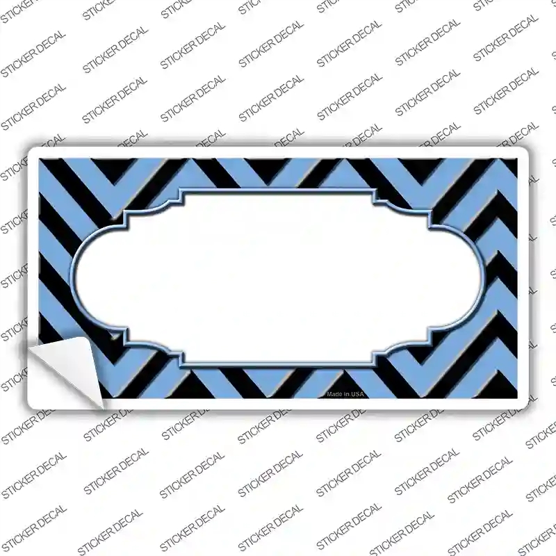 LP-5072s-S Light Blue Black Chevron Scallop Novelty Sticker Decal, Small