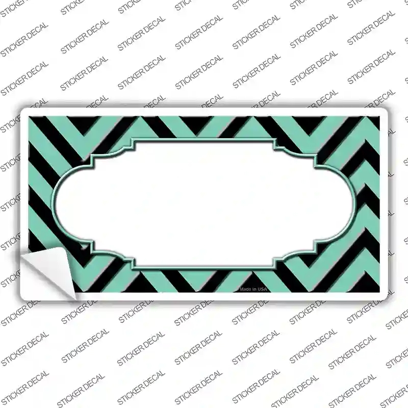 LP-5076s-XL Mint Black Chevron Scallop Novelty Sticker Decal, Extra Large