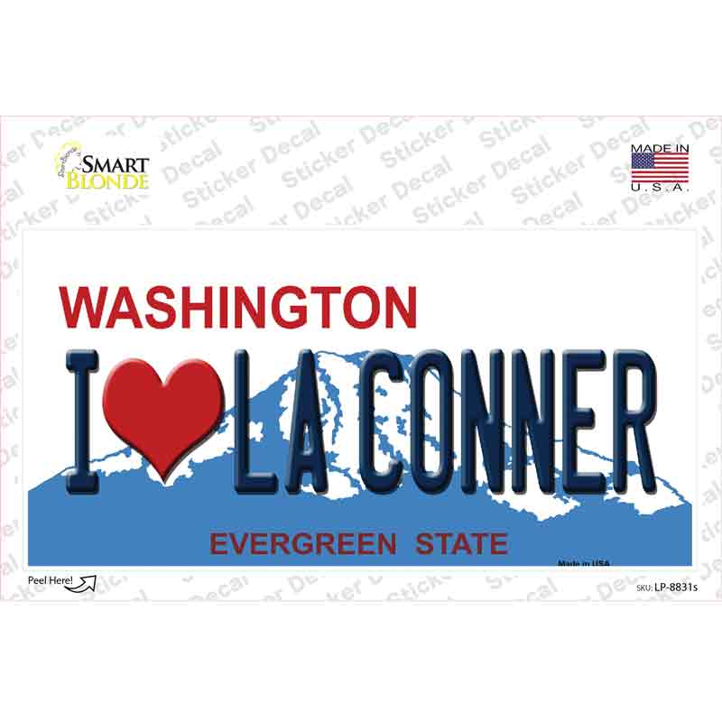 LP-8831s-M I Love La Conner Washington Novelty Sticker Decal, Medium