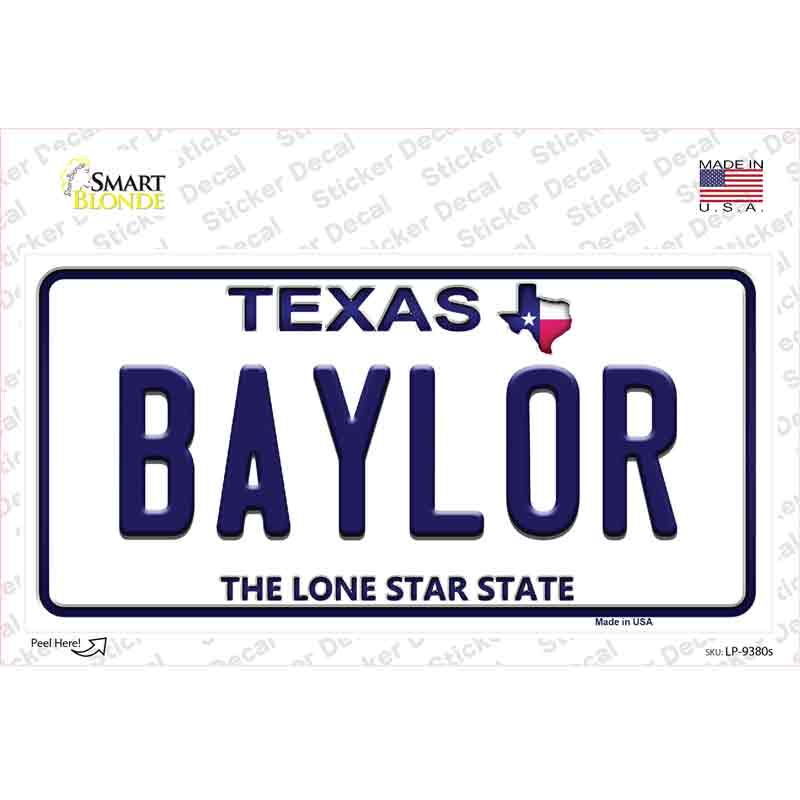 LP-9380s-M Baylor Texas Novelty Sticker Decal, Medium