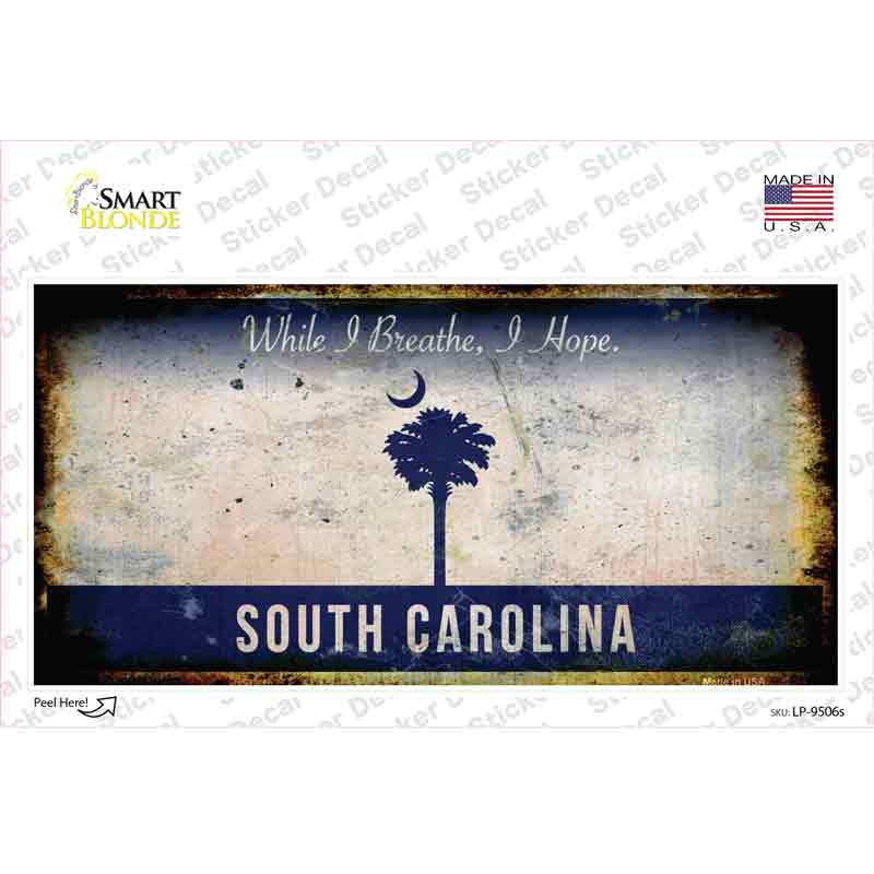 LP-9506s-M South Carolina Rusty Background Novelty Sticker Decal, Medium