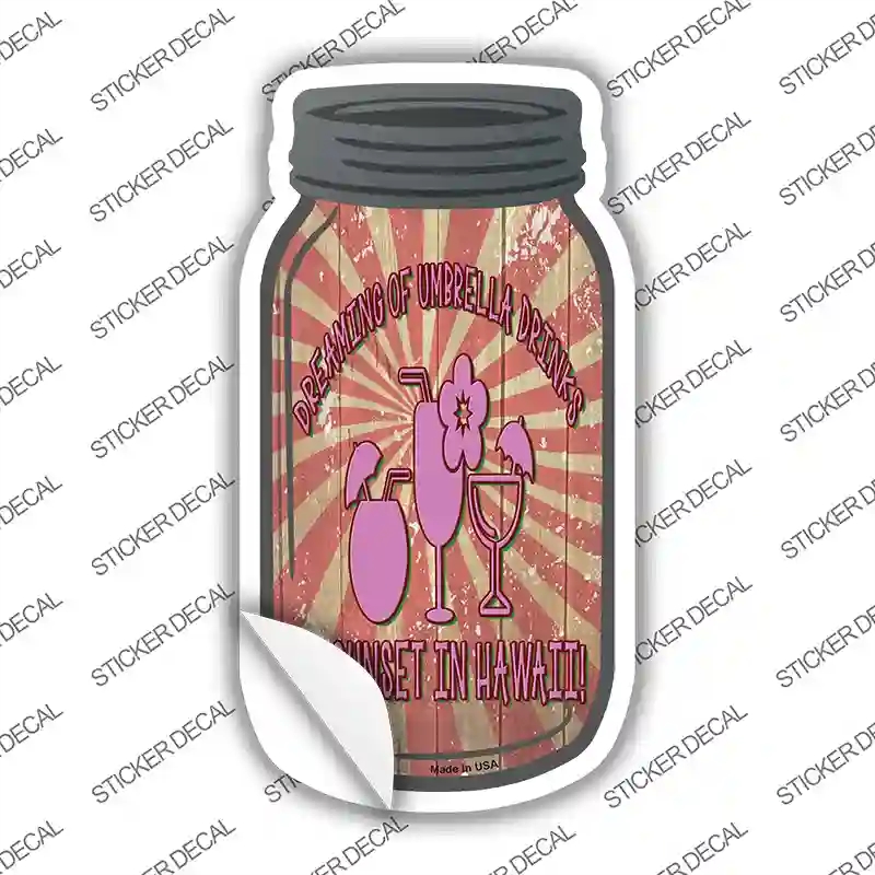 MJ-258s-S Hawaii Drinks Novelty Mason Jar Sticker Decal, Small