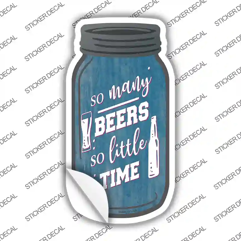 MJ-282s-L So Many Beers Novelty Mason Jar Sticker Decal, Large
