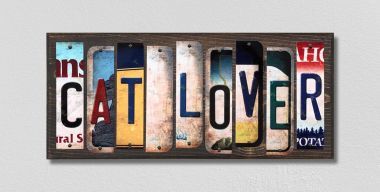WS-245 Cat Lover License Plate Strips Novelty Wood Signs