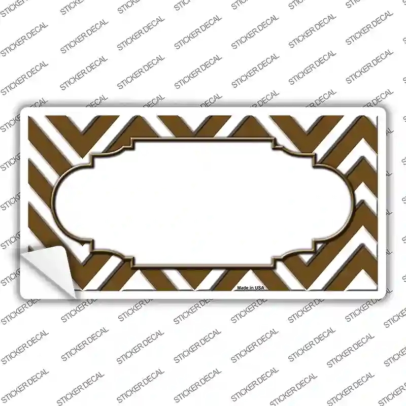 LP-4506s-S Brown White Chevron Center Scallop Novelty Sticker Decal, Small