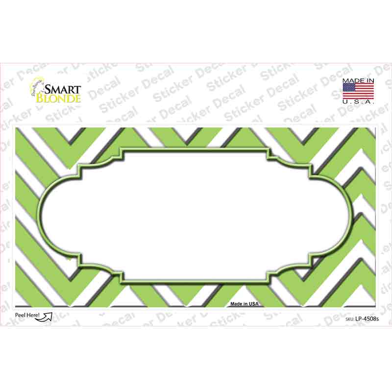 LP-4508s-M Lime Green White Chevron Center Scallop Novelty Sticker Decal, Medium