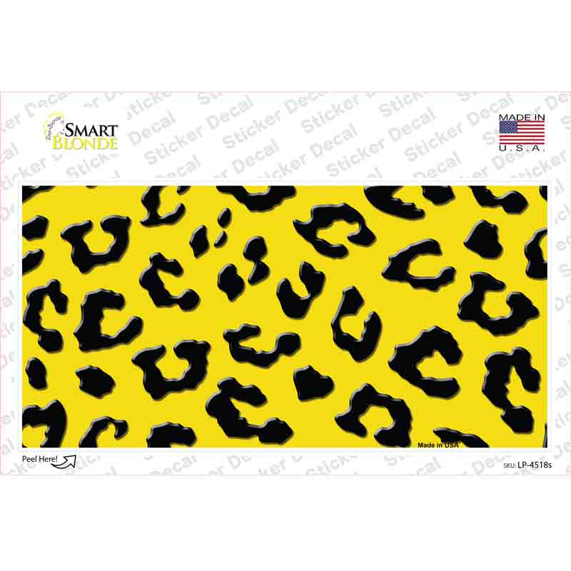 LP-4518s-M Yellow Black Cheetah Novelty Sticker Decal, Medium