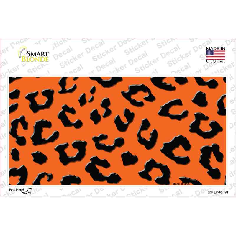 LP-4519s-M Orange Black Cheetah Novelty Sticker Decal, Medium