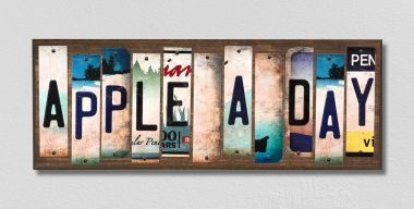 WS-250 Apple A Day License Plate Strips Novelty Wood Signs