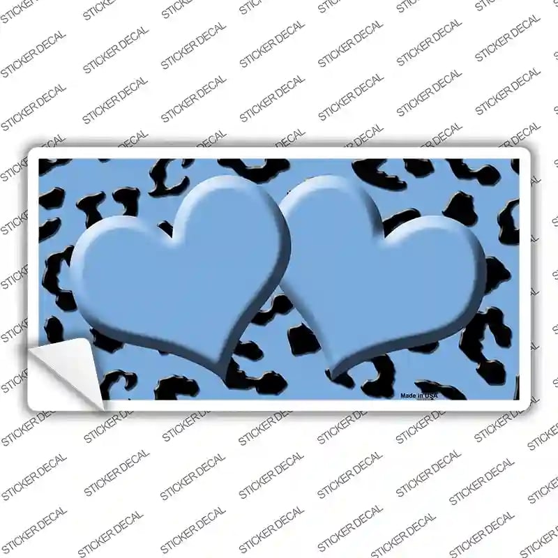 LP-4539s-S Light Blue Black Cheetah Center Hearts Novelty Sticker Decal, Small