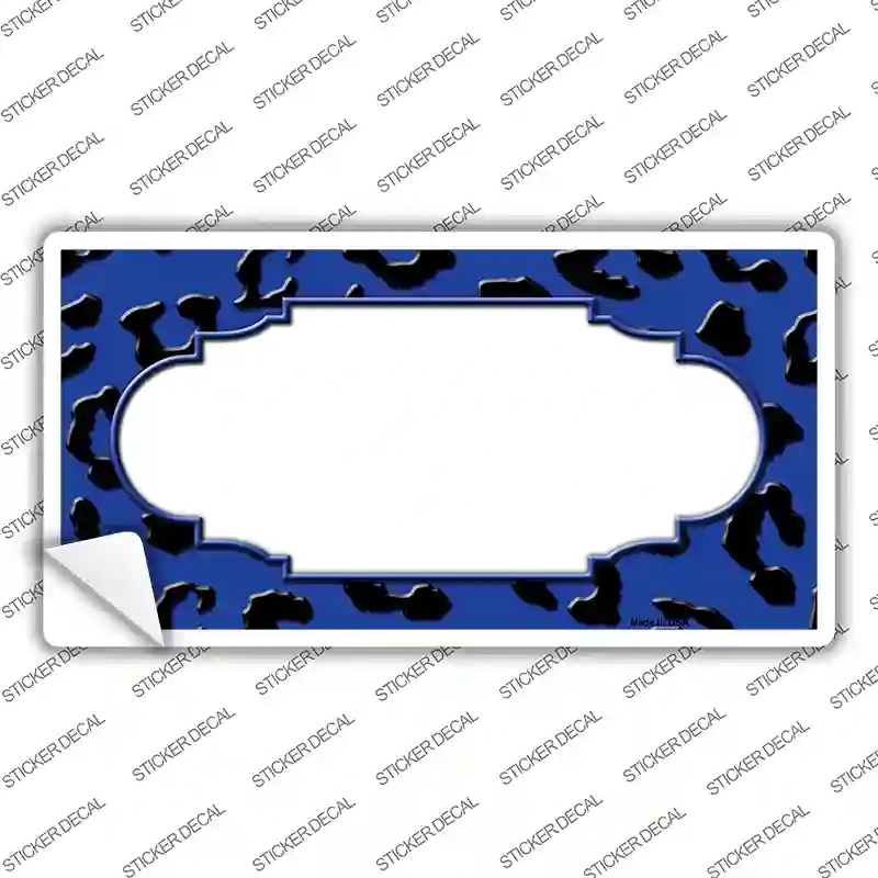 LP-4547s-L Blue Black Cheetah Scallop Novelty Sticker Decal, Large