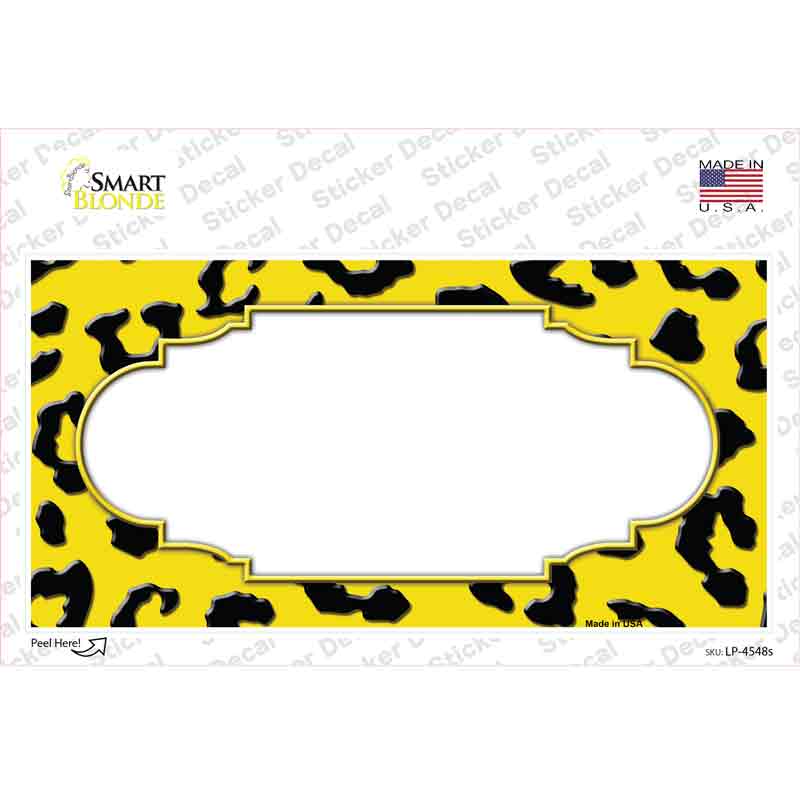 LP-4548s-M Yellow Black Cheetah Scallop Novelty Sticker Decal, Medium