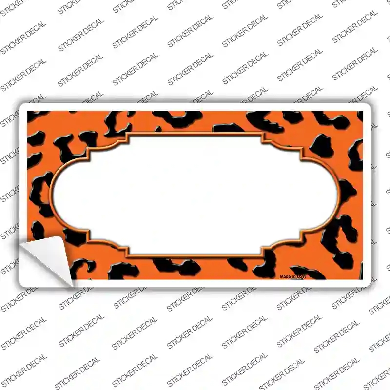 LP-4549s-S Orange Black Cheetah Scallop Novelty Sticker Decal, Small