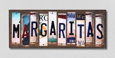 WS-264 Margaritas License Plate Strips Novelty Wood Signs