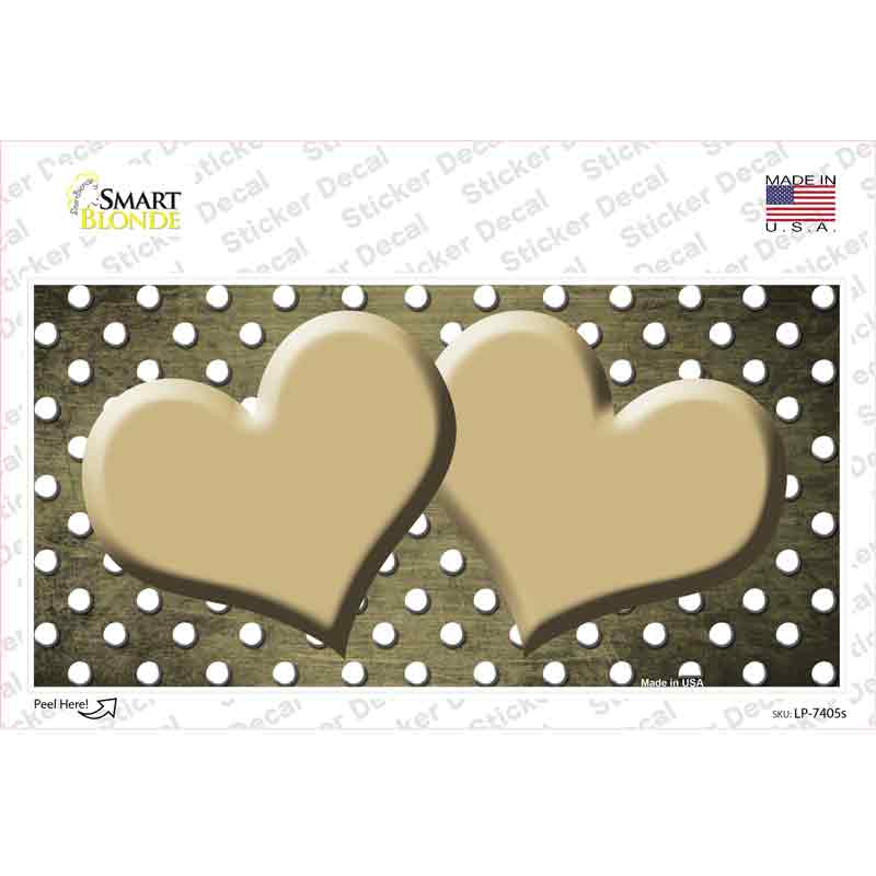 LP-7405s-M Gold White Small Dots Hearts Oil Rubbed Novelty Sticker Decal, Medium