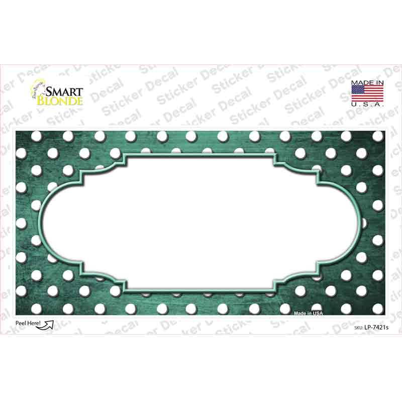 LP-7421s-M Mint White Small Dots Scallop Oil Rubbed Novelty Sticker Decal, Medium