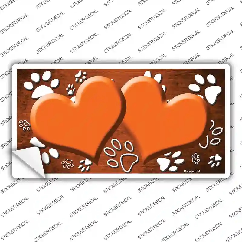 LP-7577s-XL Paw Heart Orange White Novelty Sticker Decal, Extra Large