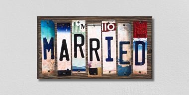 WS-267 Married License Plate Strips Novelty Wood Signs