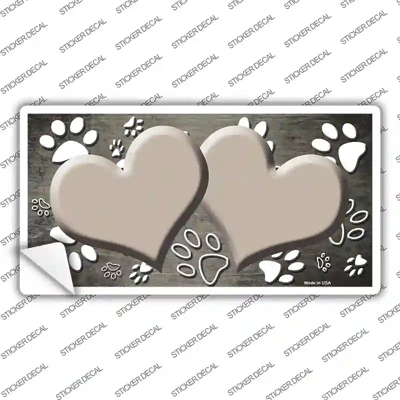 LP-7584s-XL Paw Heart Tan White Novelty Sticker Decal, Extra Large