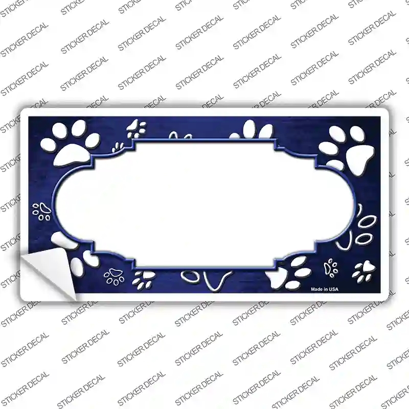 LP-7590s-S Paw Scallop Blue White Novelty Sticker Decal, Small