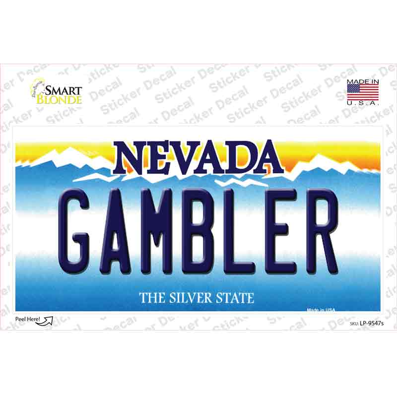 LP-9547s-M Gambler Nevada Novelty Sticker Decal, Medium